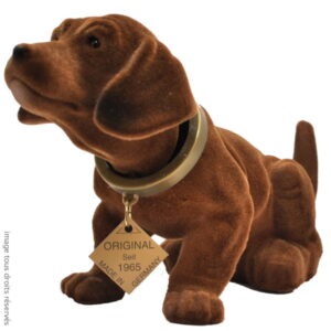 Chien qui hoche la tête - Petit modèle floqué Marron