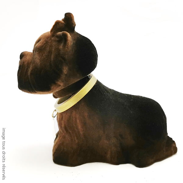 Chien qui hoche la tête - Yorkshire floqué Marron – Image 3