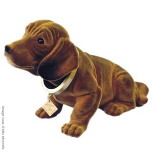 Chien qui hoche la tête - Grand modèle floqué Marron
