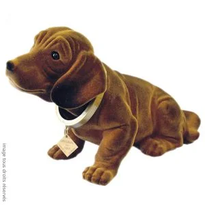 Chien qui hoche la tête - Grand modèle floqué Marron