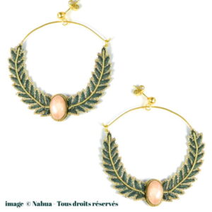 Boucles d'oreilles NAHUA Lorna - Vert militaire/Cornaline