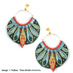 Boucles d'oreille apaches NAHUA Apie - Coloris Forêt