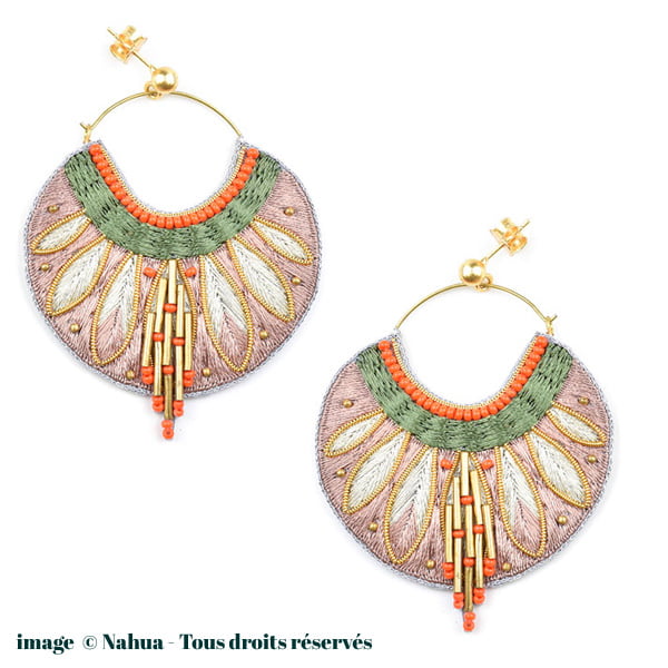 Boucles d'oreille apaches NAHUA Apie - Coloris Latte
