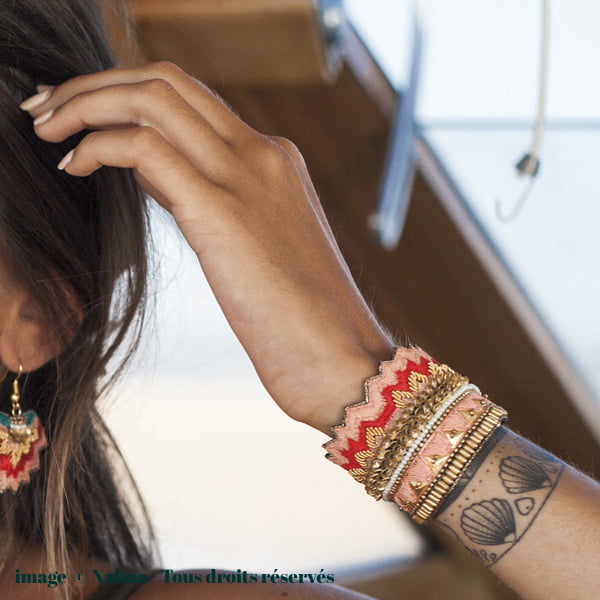 Bracelet Maheswari NAHUA Mahelis - Coloris Mandarine-vert – Image 3