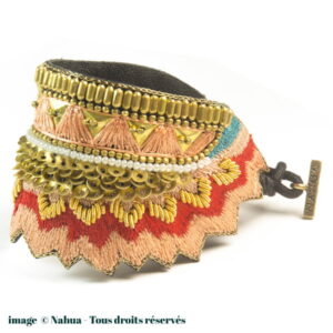 Bracelet Maheswari NAHUA Mahelis - Coloris Mandarine-vert