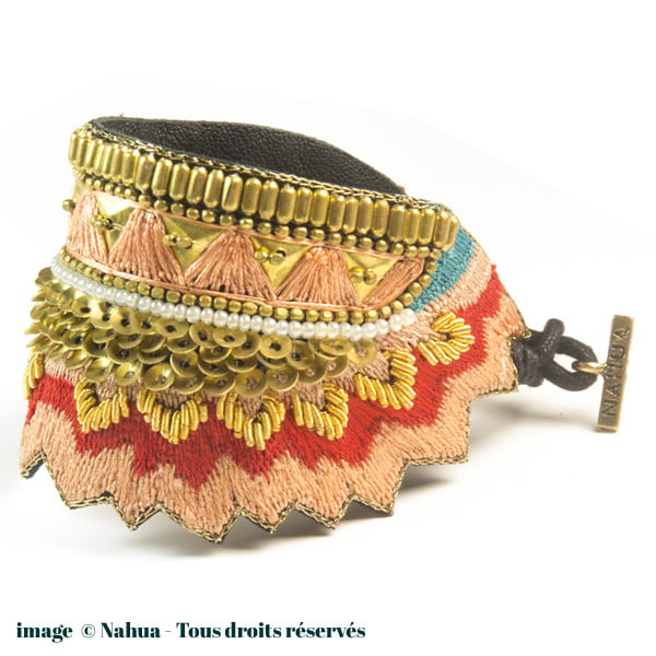 Bracelet Maheswari NAHUA Mahelis - Coloris Mandarine-vert