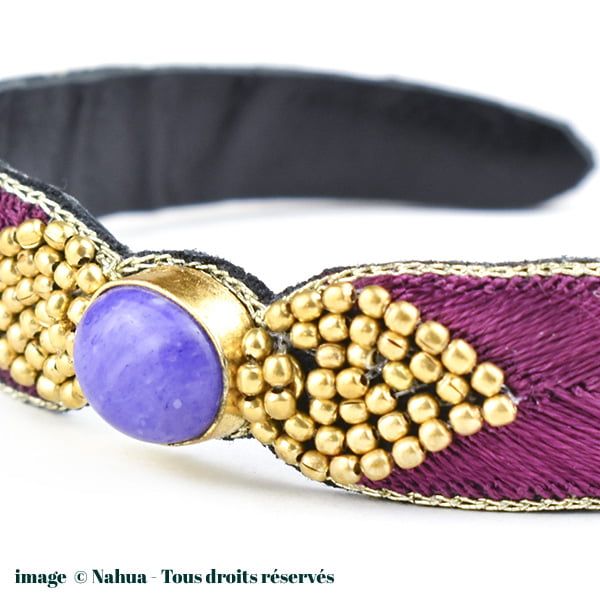 Bracelet Bangle NAHUA Braha - Coloris Charoïte/Hibiscus – Image 2