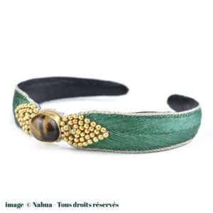 Bracelet Bangle NAHUA Braha - Coloris  Œil-de-tigre/Vert
