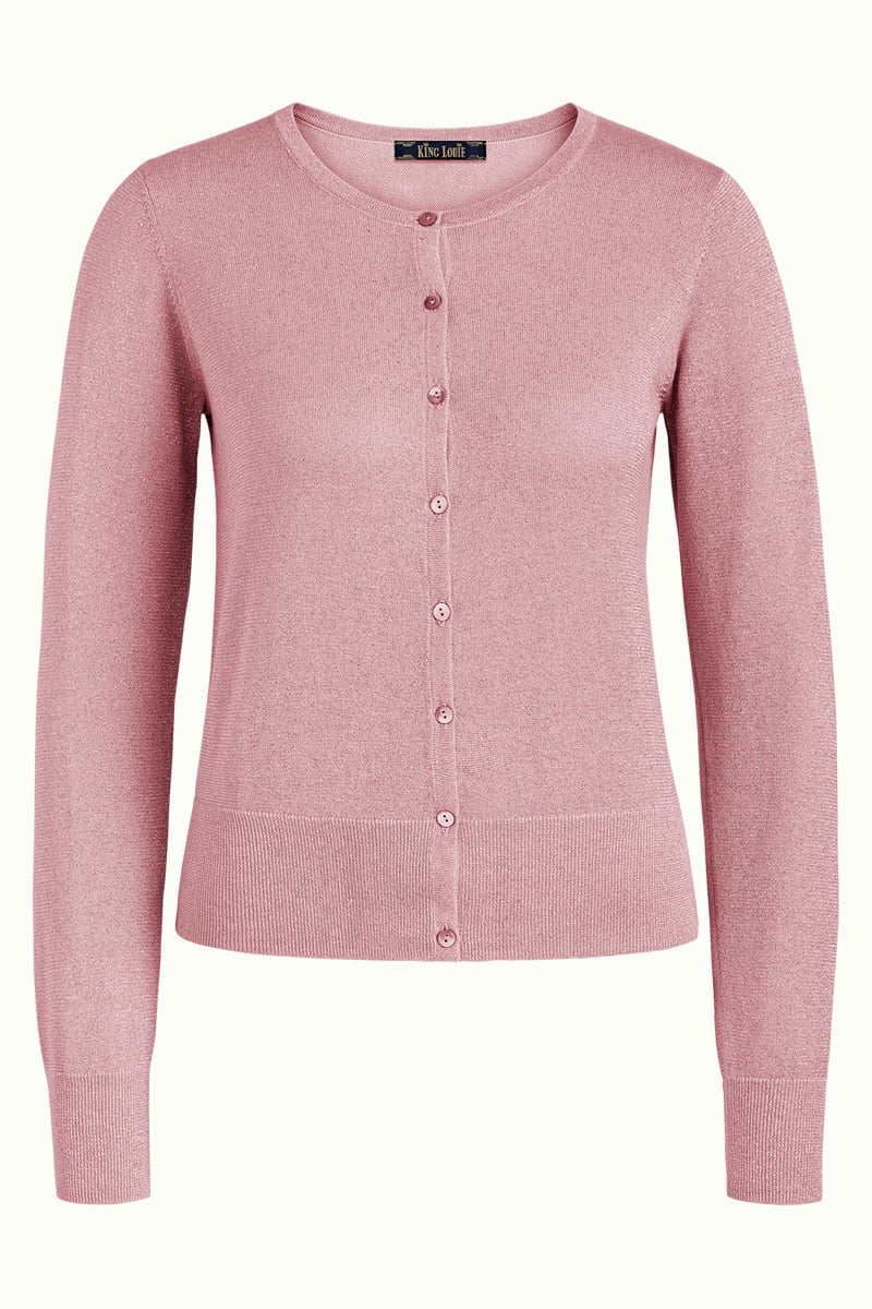 Cardigan à col rond King Louie LAPIS - Mauve pink – Image 4