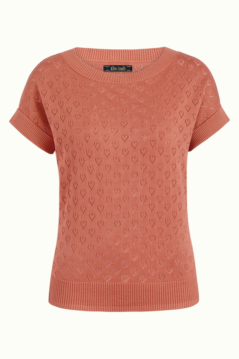 Top manches courtes King Louie col bateau maille cœur - Coloris dusty rose – Image 5