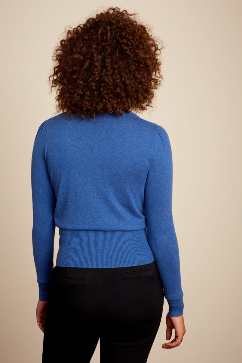 Cardigan King Louie col V Cocoon - Coloris bluestone blue – Image 3
