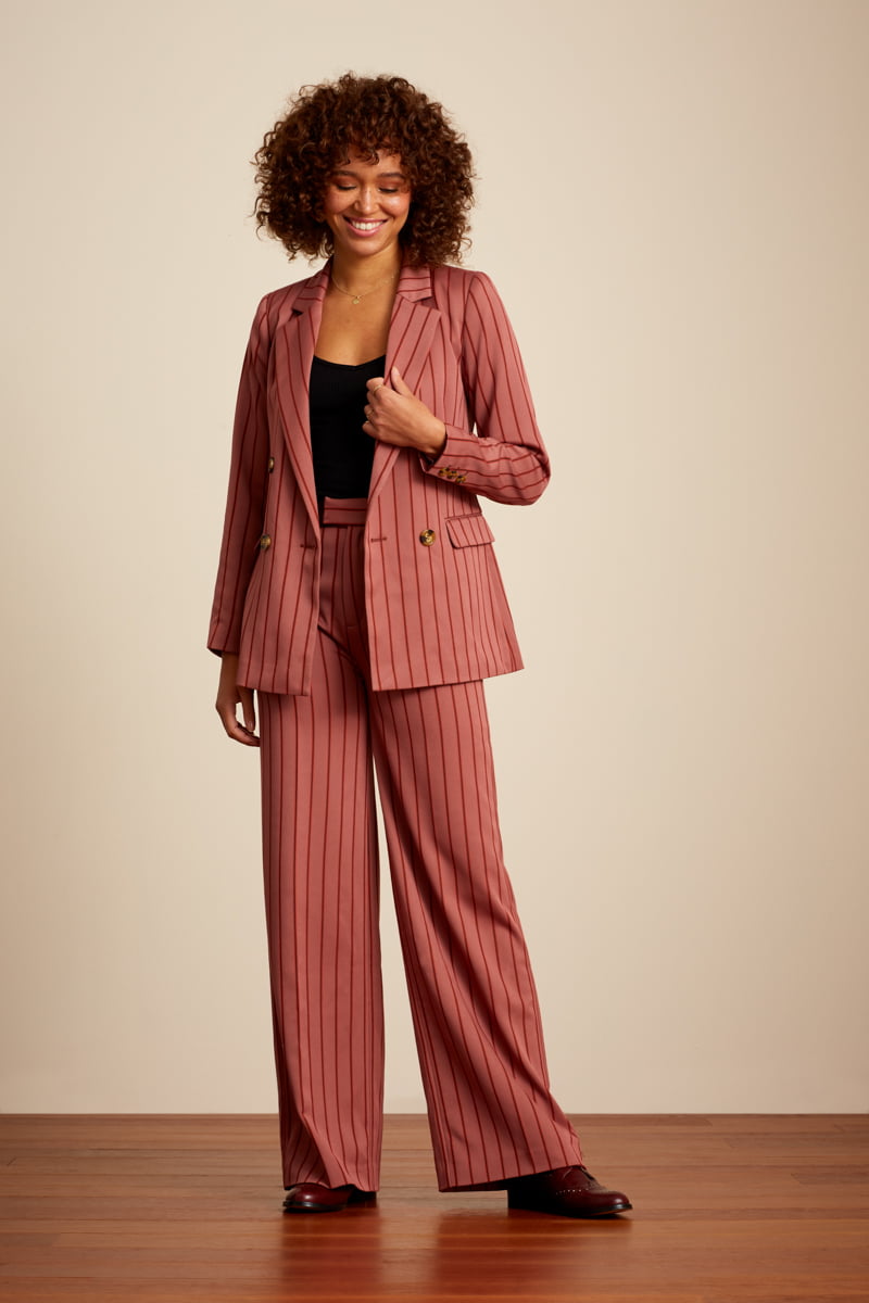 Pantalon King Louie Lisa Cubano Pinstripe - Coloris velvet pink – Image 3