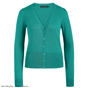 Cardigan King Louie col V Cocoon - Coloris smoke green