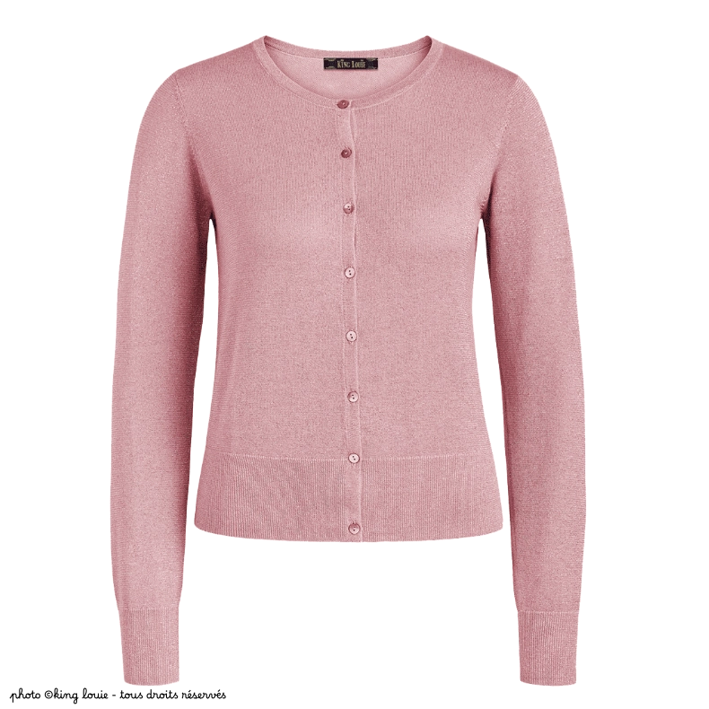 Cardigan à col rond King Louie LAPIS - Mauve pink