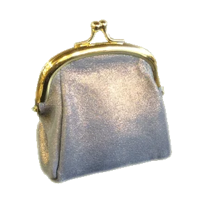 Portemonnaie à fermoir en cuir pailleté – Coloris Parme