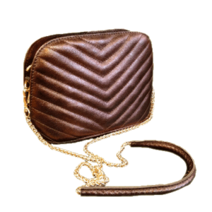 Sac chicos en cuir rigide à chaînette - Coloris marron