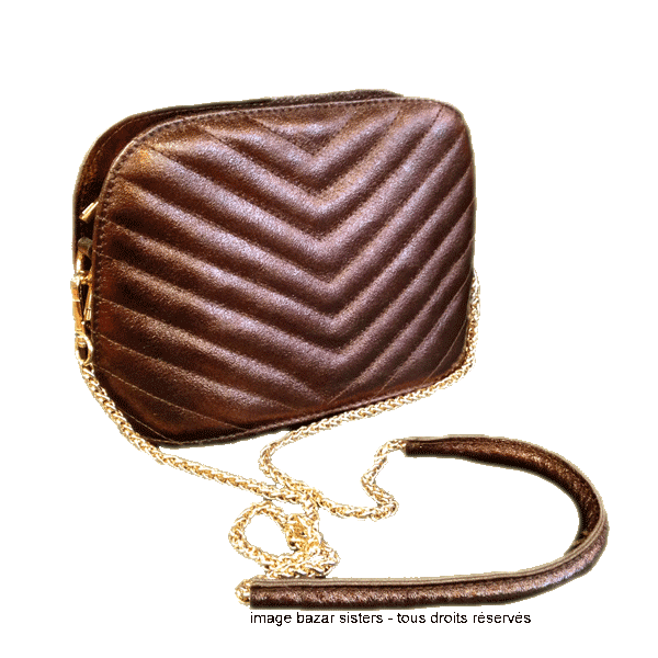 Sac chicos en cuir rigide à chaînette - Coloris marron – Image 3
