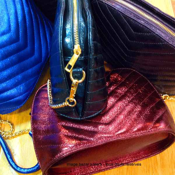 Sac chicos en cuir rigide à chaînette - Coloris bleu – Image 2