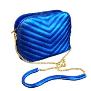 Sac chicos en cuir rigide à chaînette - Coloris bleu