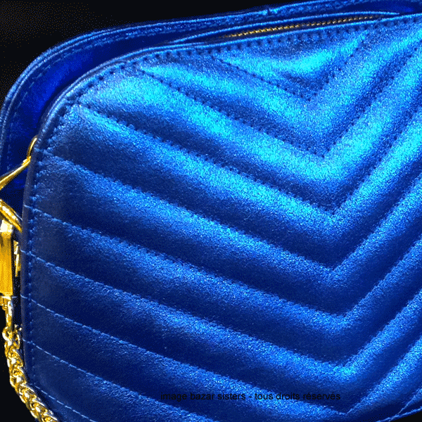 Sac chicos en cuir rigide à chaînette - Coloris bleu – Image 4