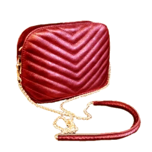 Sac chicos en cuir rigide à chaînette - Coloris bordeaux