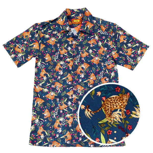Chemisette coton CHENASKI – Leo in the jungle Bleu