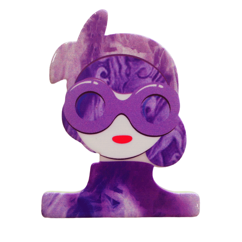 Broche People - Modèle J - Large round glasses Purple