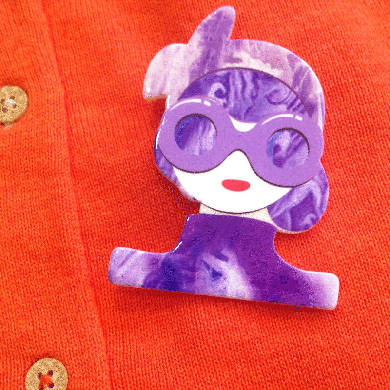Broche People - Modèle J - Large round glasses Purple – Image 3