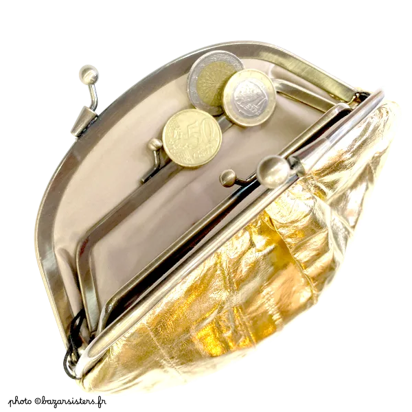 Portemonnaie à fermoir GRANNY en anguille - Or brillant – Image 4