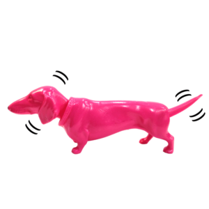 Chien Basset hocheur fuchsia - Joujou rétro