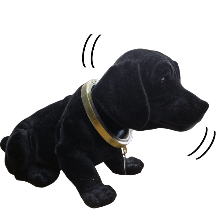 Chien qui hoche la tête - Grand modèle floqué Noir – Image 2
