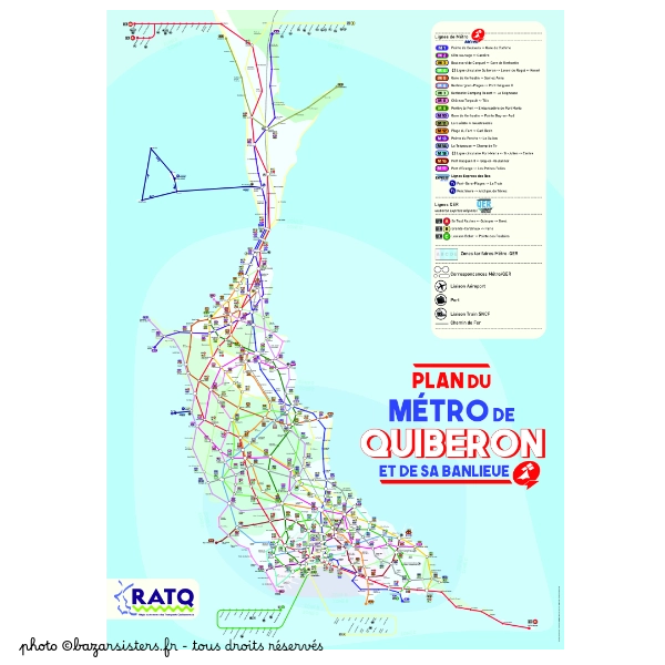 Poster 70 x 50 cm PLAN DU MÉTRO DE QUIBERON