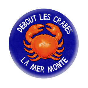 Badge 37 mm – Debout les crabes, la mer monte – Bleu foncé
