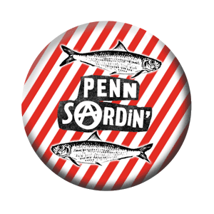 Badge 37 mm – Penn Sardin’ – Rayé rouge