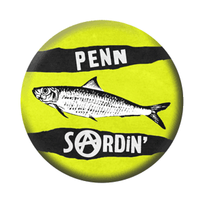 Badge 37 mm – Penn Sardin’ – Classic jaune