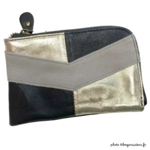 Portefeuille cuir Color Block - Coloris noir
