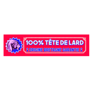Autocollant 17x4 cm – 100 % TÊTE DE LARD -Origine Bretagne garantie