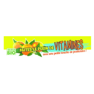 Autocollant 17x4 cm – Faites le plein de VITAMINES – Avec une petite touche de pesticides