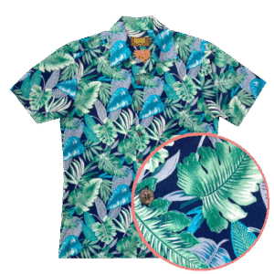 Chemisette coton CHENASKI – Jungle leaves Navy