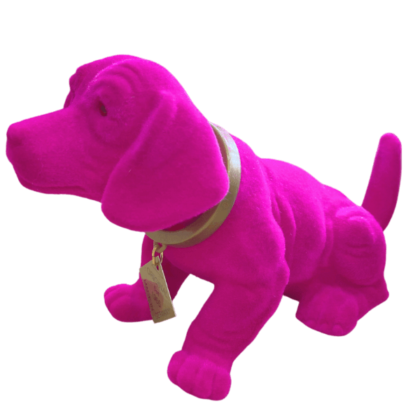 Chien qui hoche la tête - Petit modèle floqué Rose