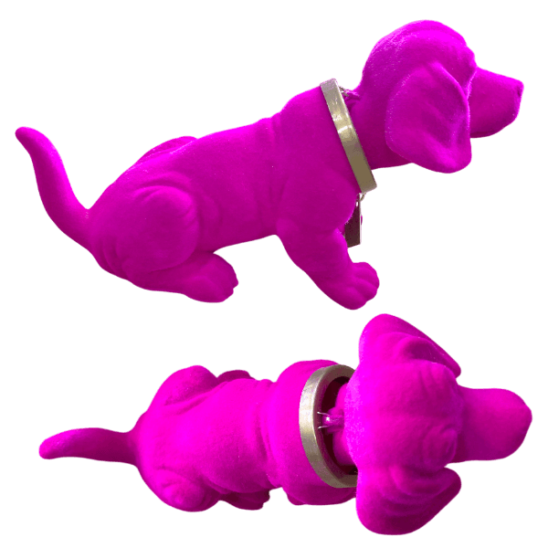 Chien qui hoche la tête - Petit modèle floqué Rose – Image 3