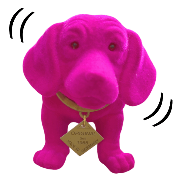 Chien qui hoche la tête - Petit modèle floqué Rose – Image 2