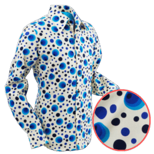 Chemise coton CHENASKI - DOTS & SPOTS Bleu