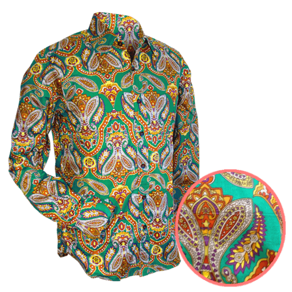 Chemise coton CHENASKI PAISLEY Classic vert - Pete Chenaski LIMITED XL