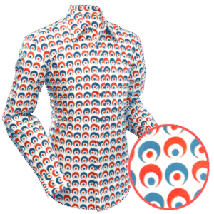 Chemise coton CHENASKI EYEBALL Crème/Bleu/Rouge
