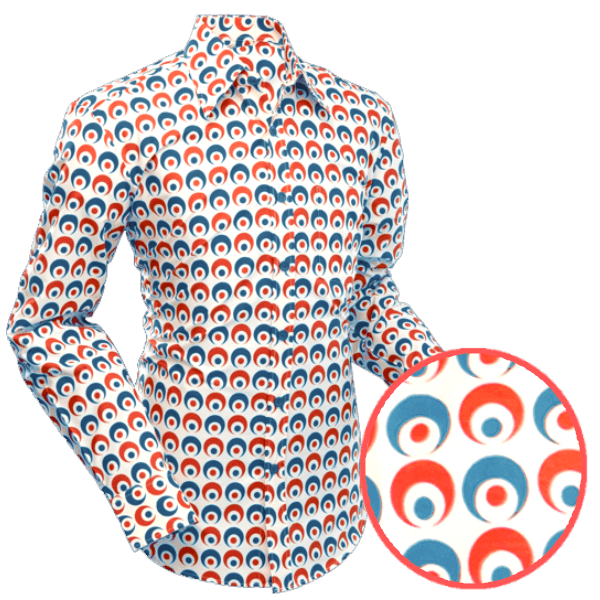 Chemise coton CHENASKI EYEBALL Crème/Bleu/Rouge
