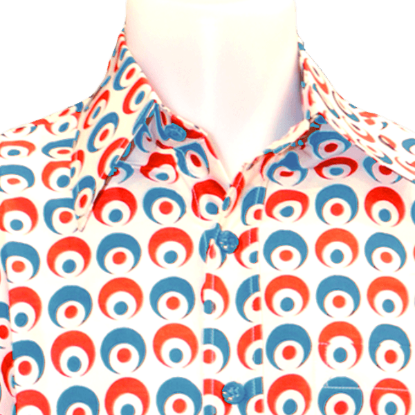 Chemise coton CHENASKI EYEBALL Crème/Bleu/Rouge – Image 2