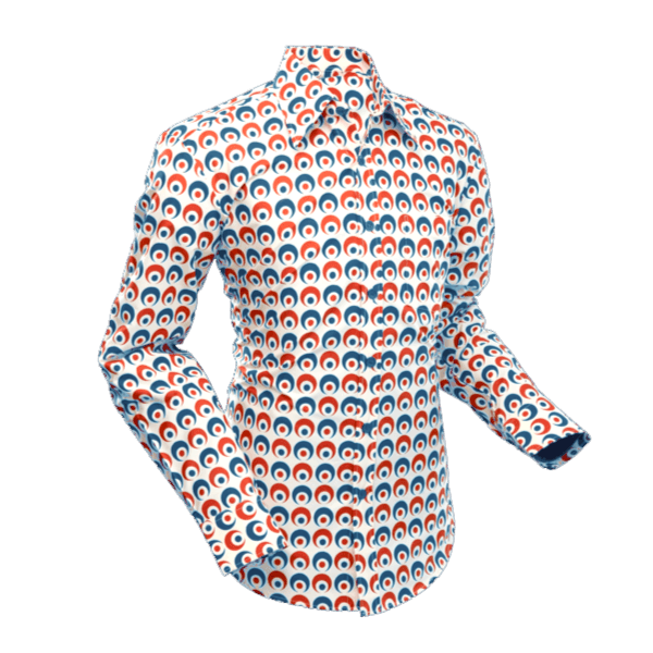 Chemise coton CHENASKI EYEBALL Crème/Bleu/Rouge – Image 3