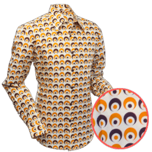 Chemise coton CHENASKI EYEBALL Crème/Marron/Orange
