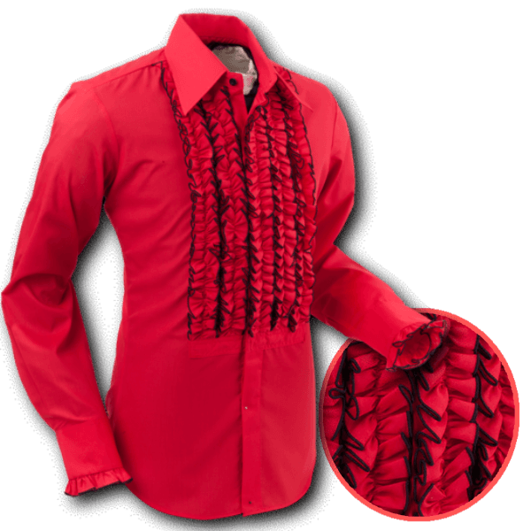 Chemise à jabot CHENASKI – DISCO Rouge & Noir